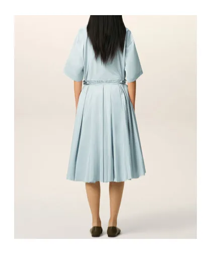 Blue Taffetas Midi Corolla Skirt