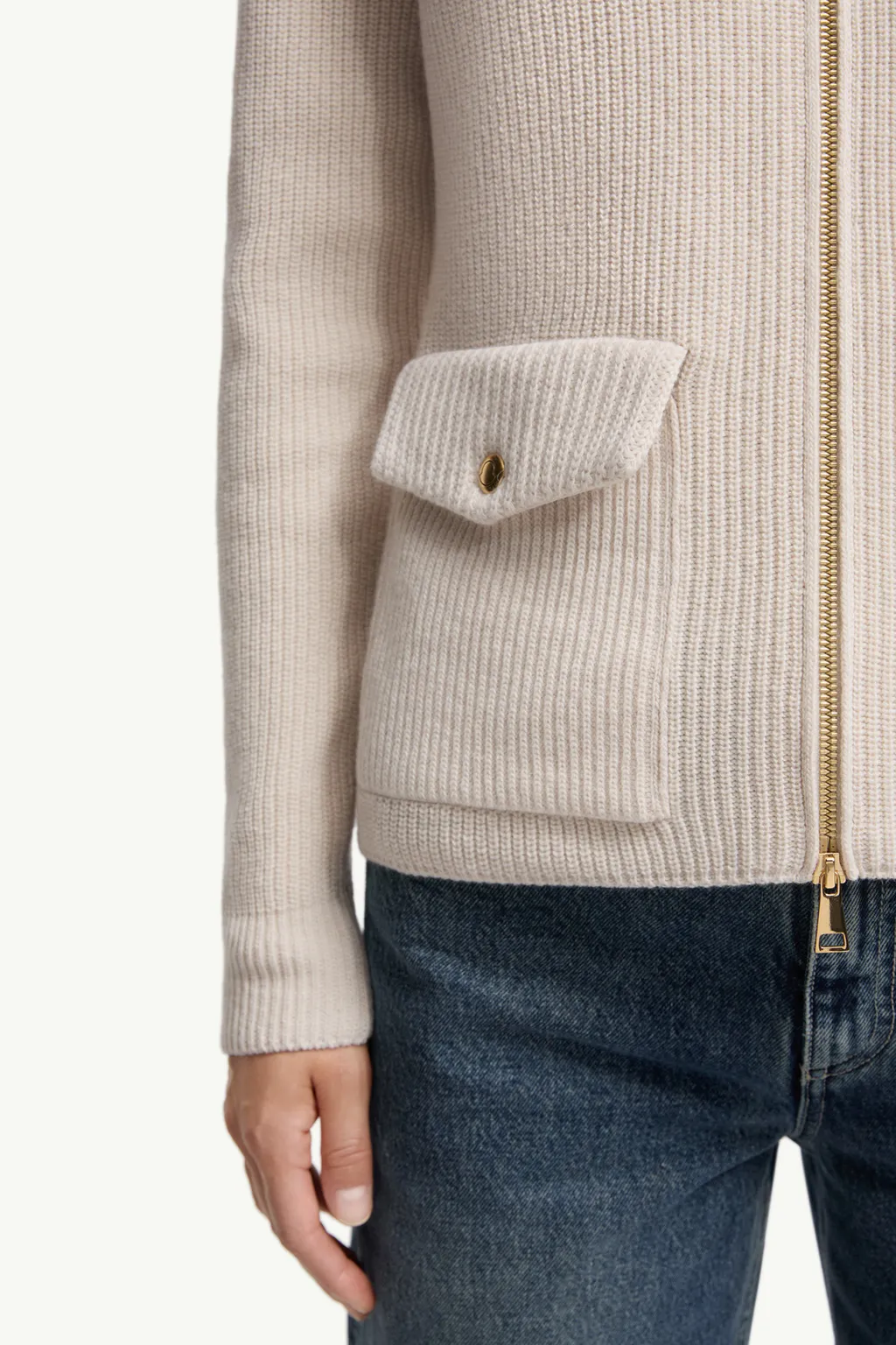 Padded Wool Zip-Up Cardigan