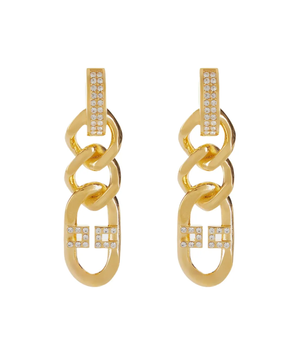 Crystal-Embellished Chain Earrings