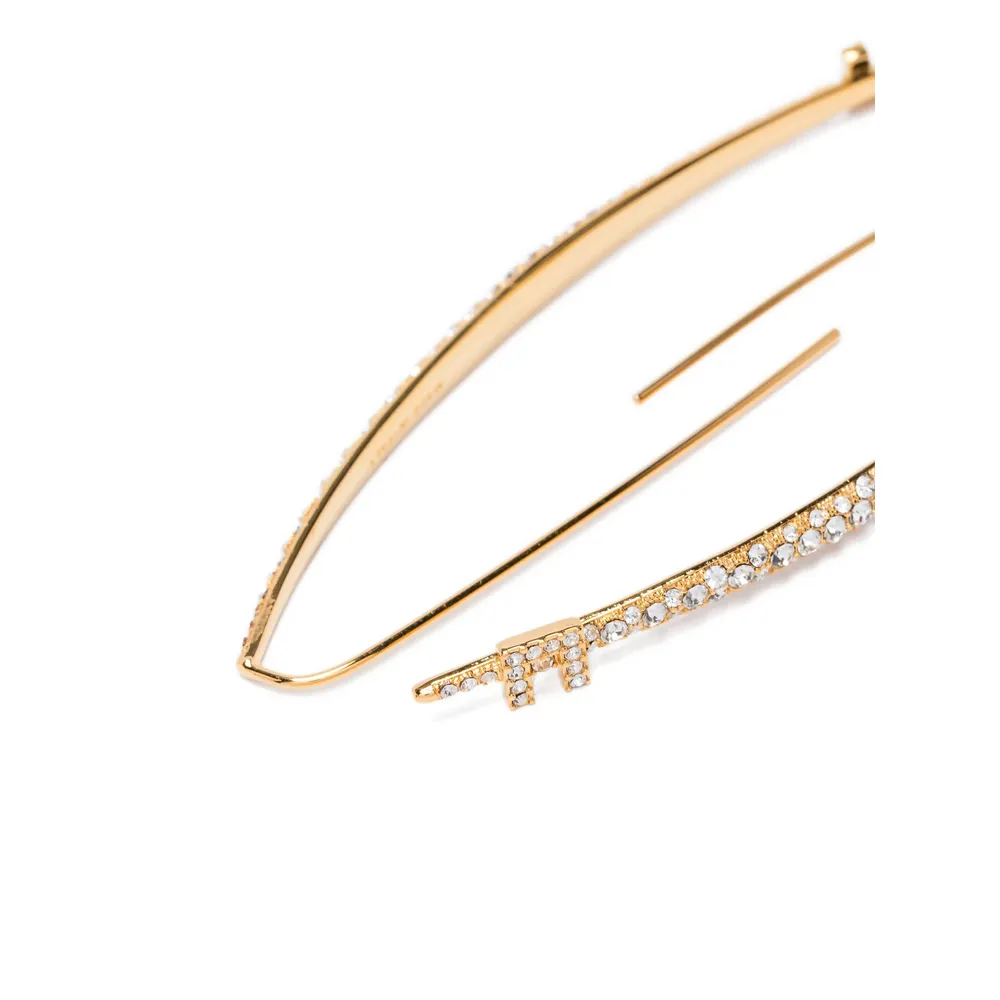 Crystal-Embellished Brass Earrings