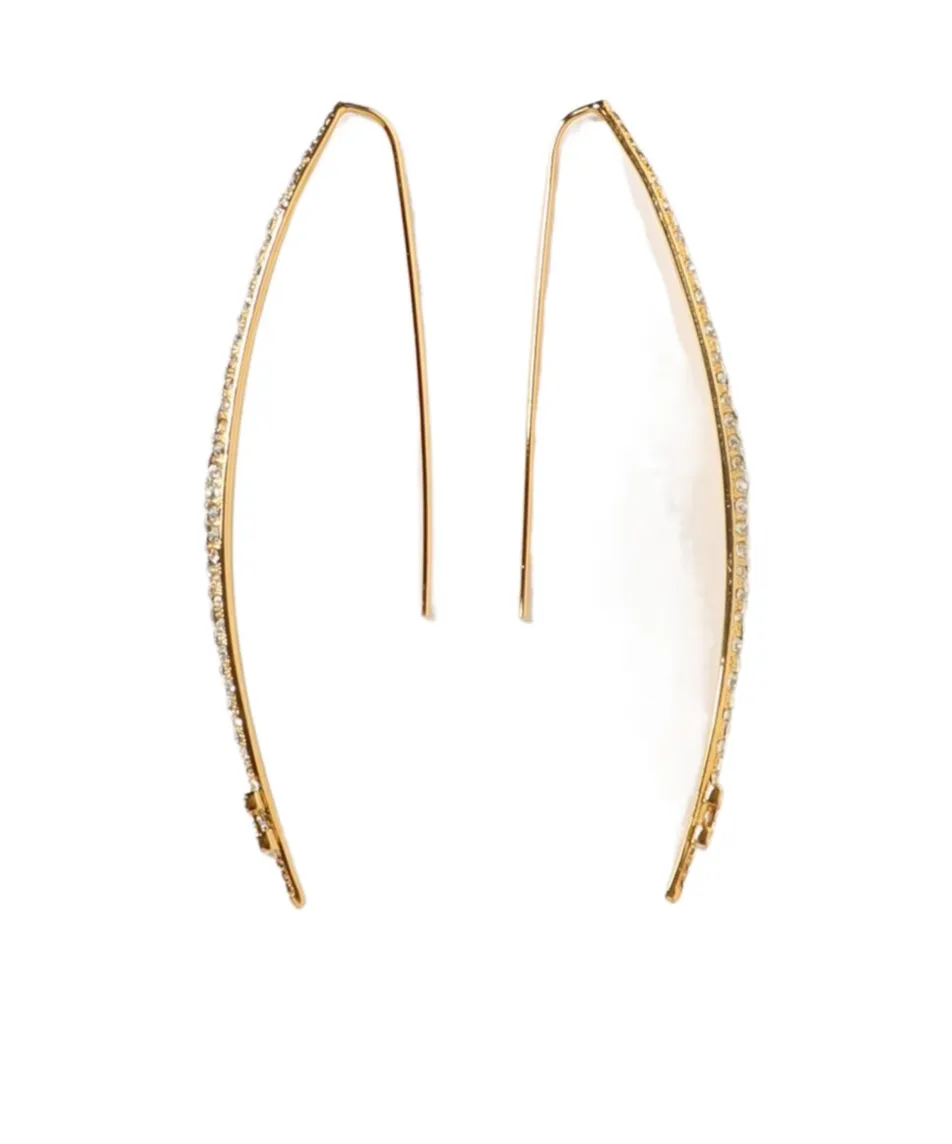 Crystal-Embellished Brass Earrings