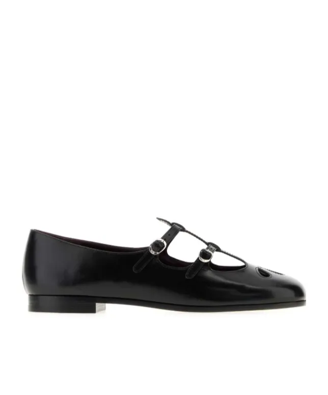 Leather Buckle Flat Pumps