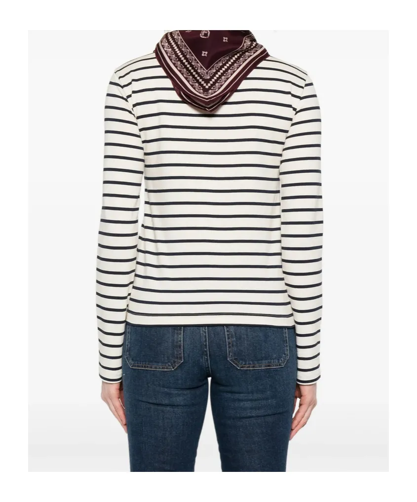 Striped Bandana-Detail Long-Sleeves T-Shirt