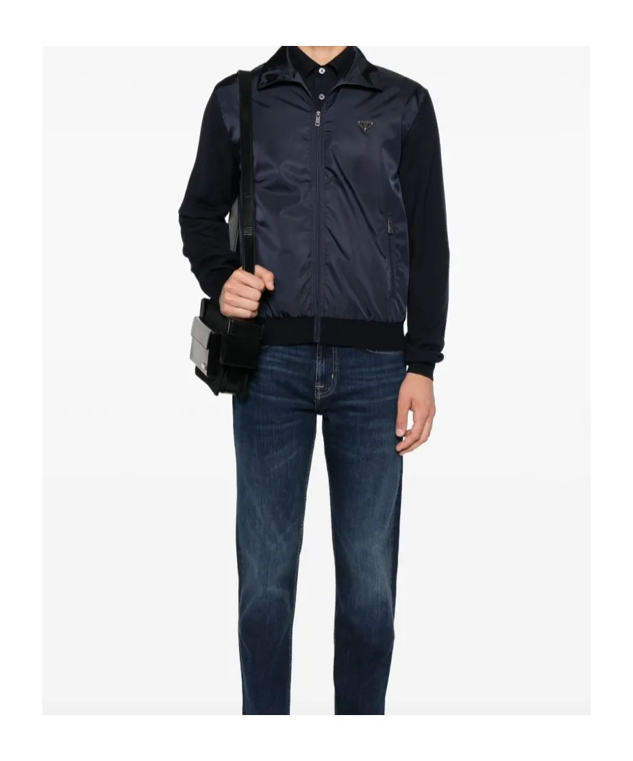 Prada Logo Plaque Zipped Jacket