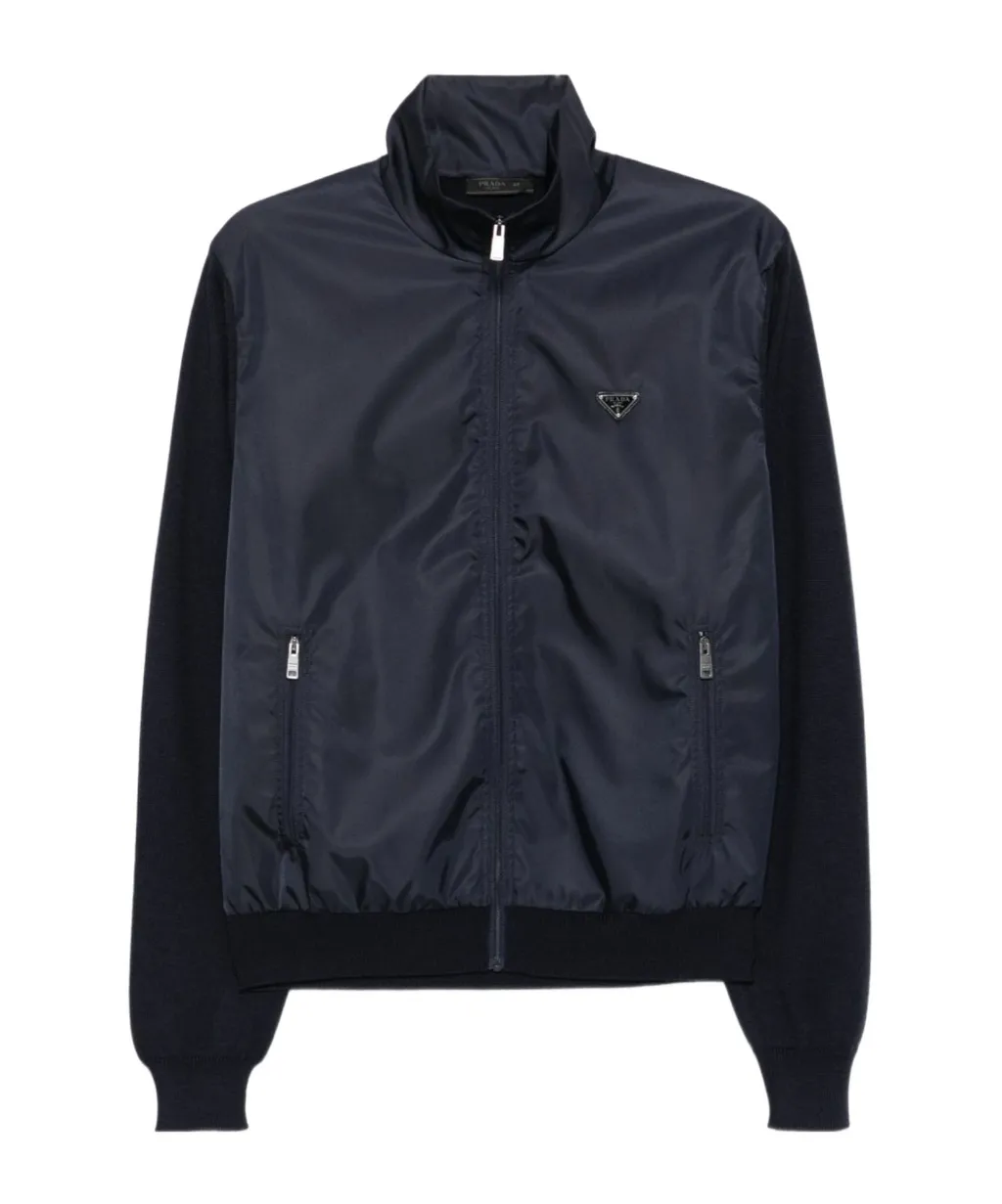 Prada Logo Plaque Zipped Jacket