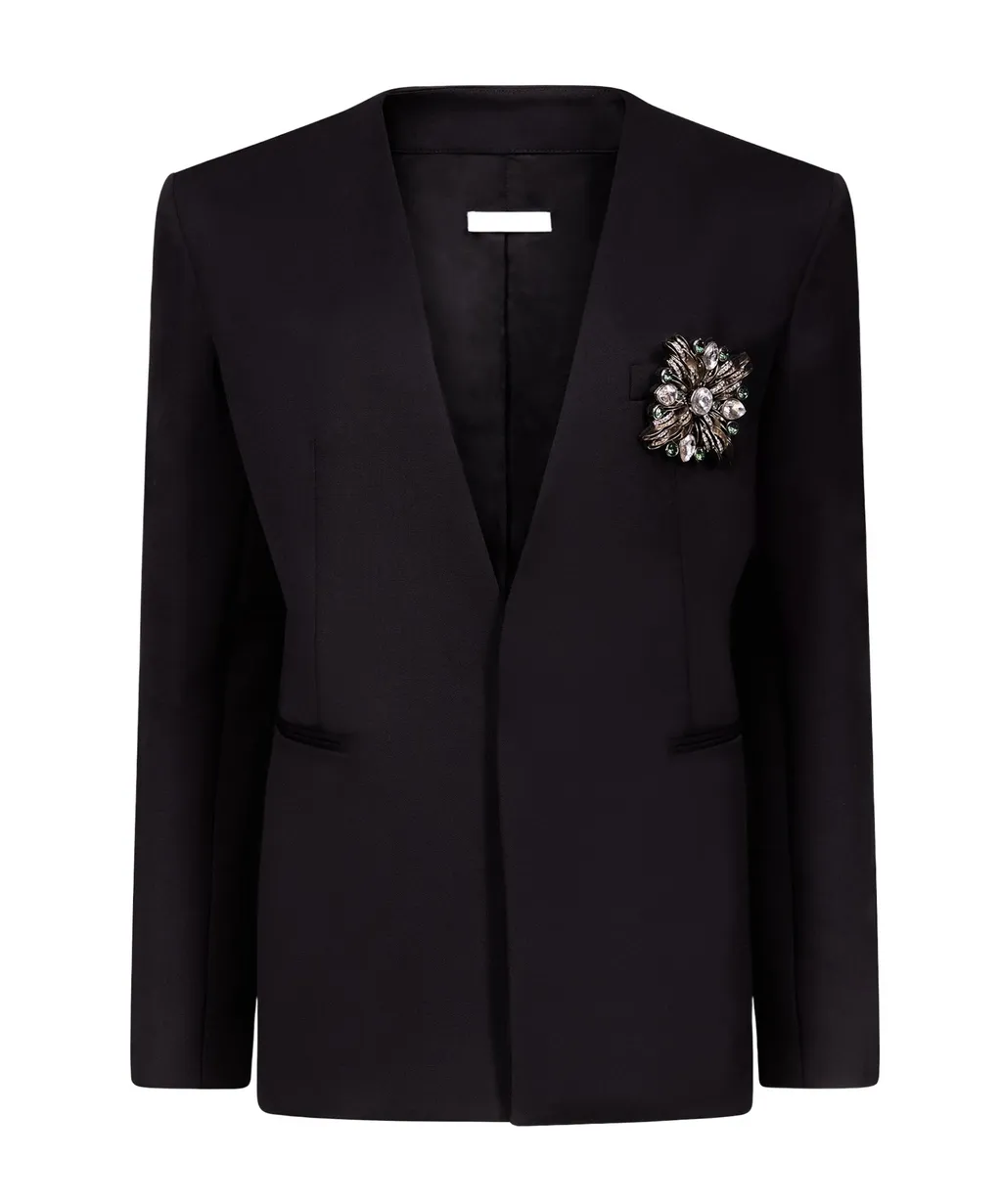 Collarless Suit Jacket