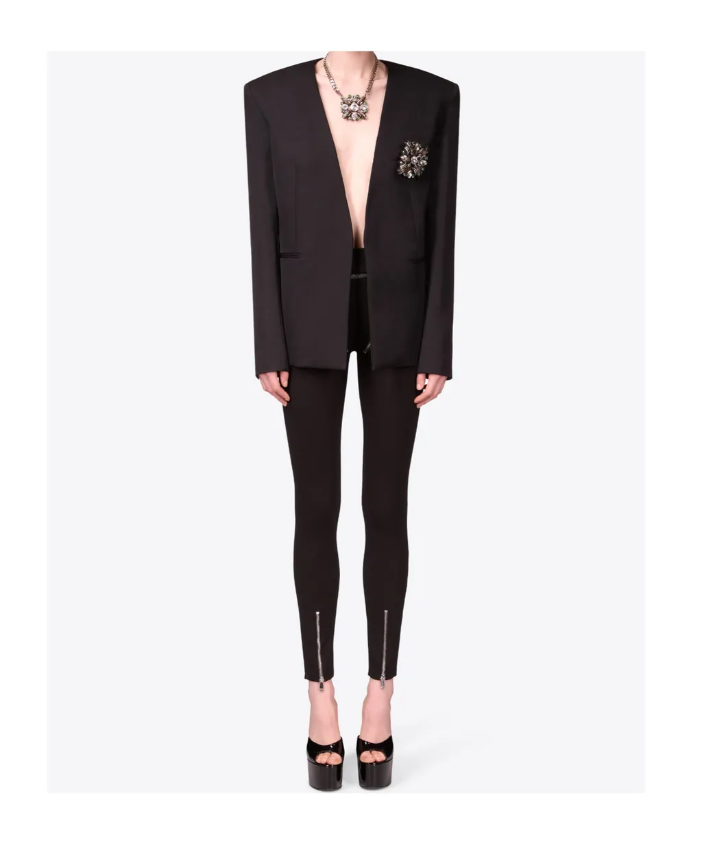 Collarless Suit Jacket