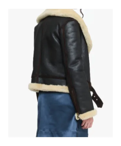 Shearling-Collar Leather Jacket