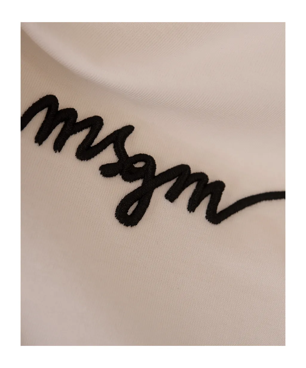 Msgm Logo Detailed Crewneck T-Shirt