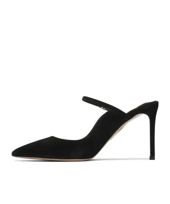 Ankle-Strap Suede Pumps