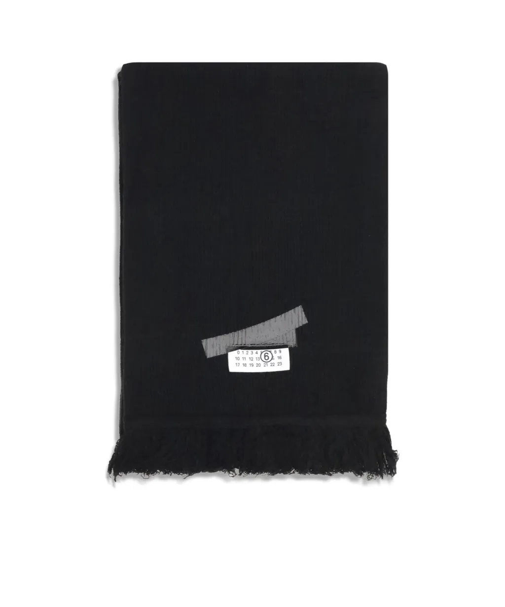 Mm6 Maison Margiela Logo Patch Fringed Scarf