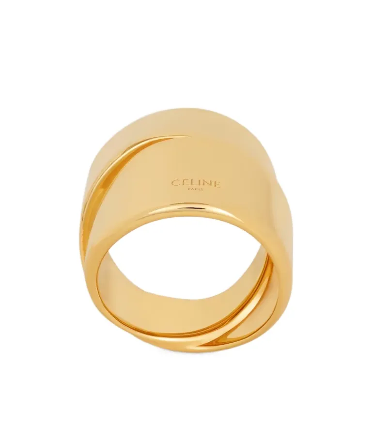 Formes Abstraites Ribbon Ring In Brass With Gold Finish