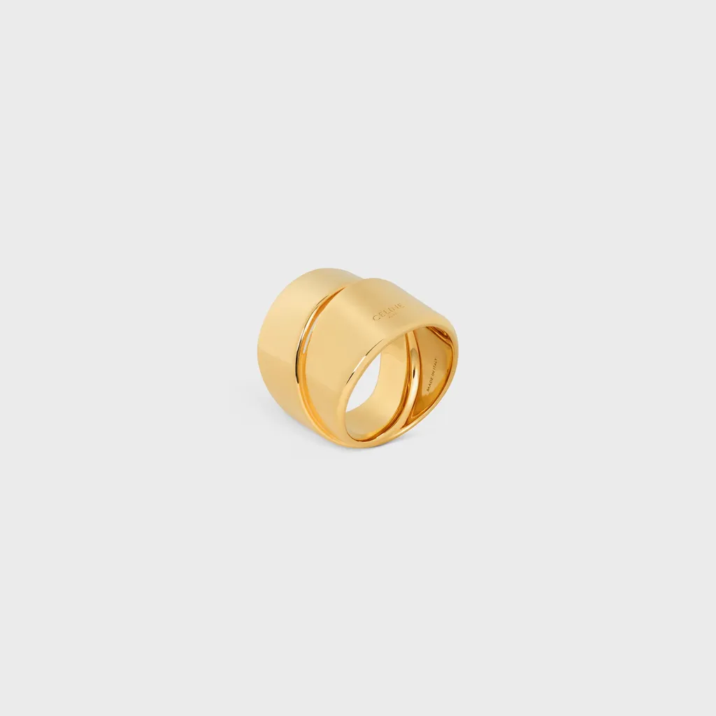 Formes Abstraites Ribbon Ring In Brass With Gold Finish