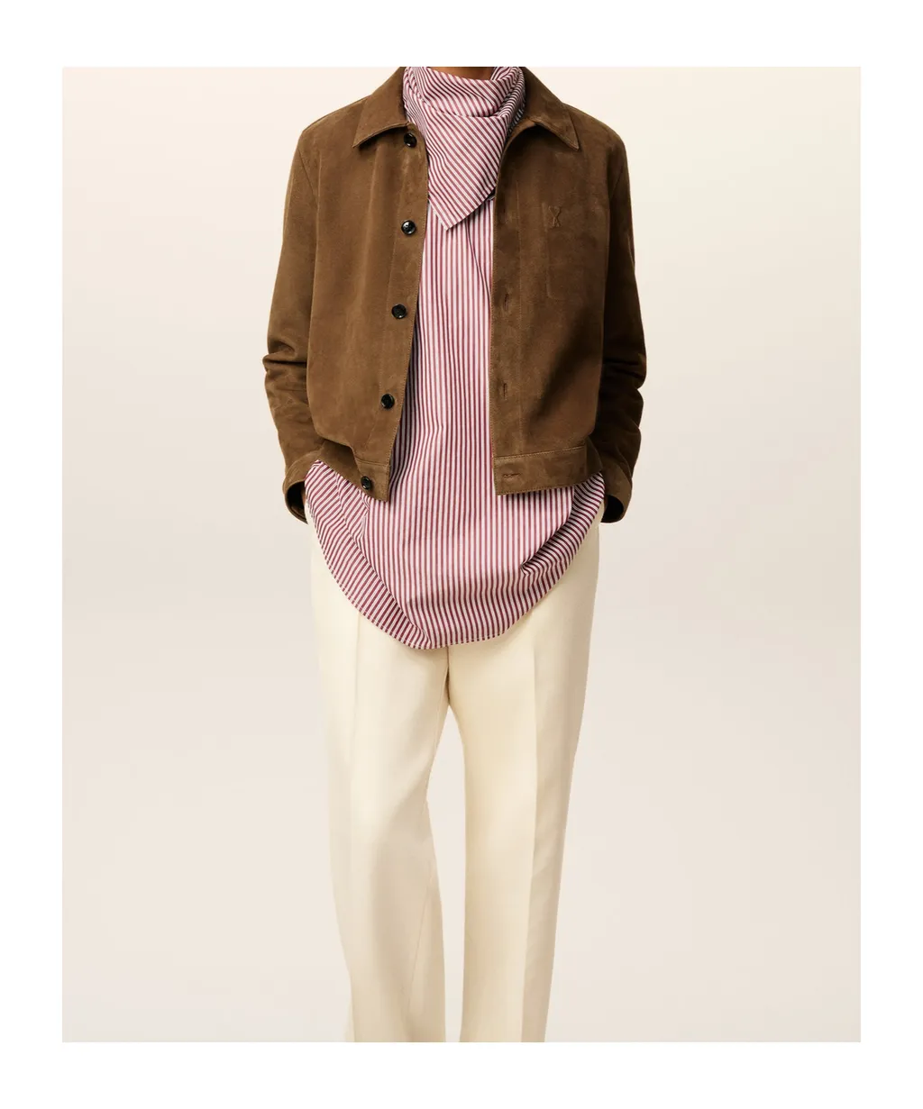 Long-Sleeved Leather Jacket