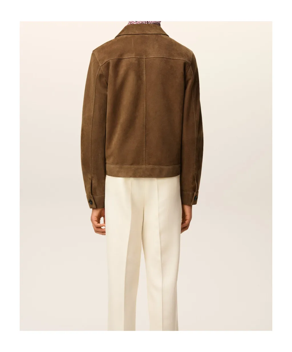 Long-Sleeved Leather Jacket