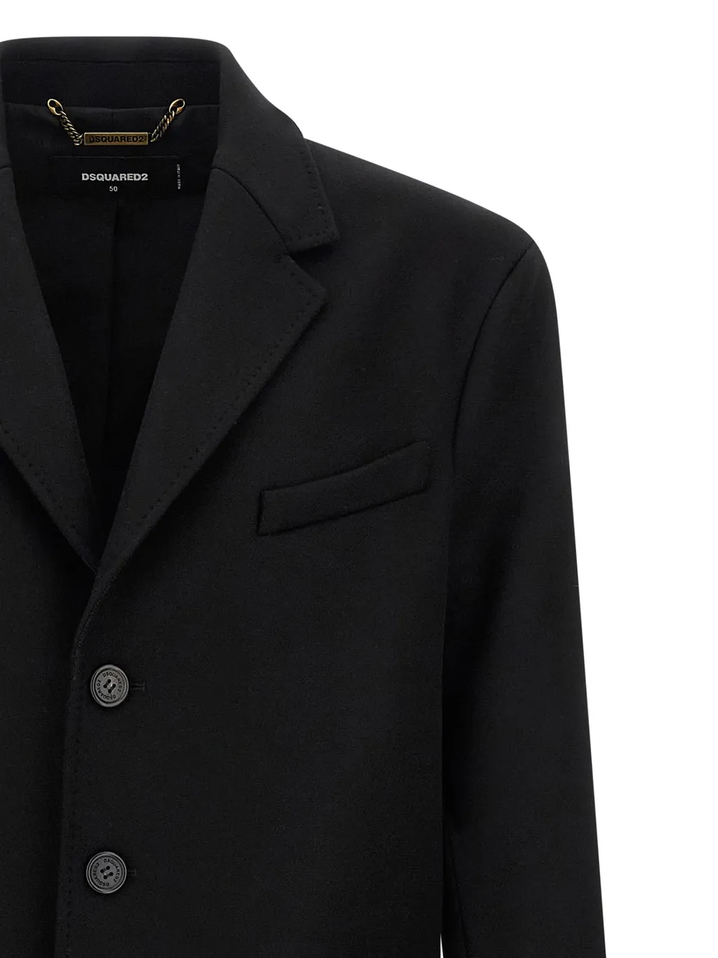Button-Fastening Wool Coat