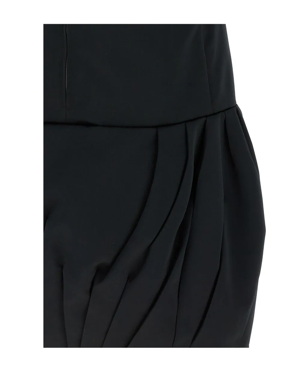 V-Neck Balloon-Skirt Mini Dress