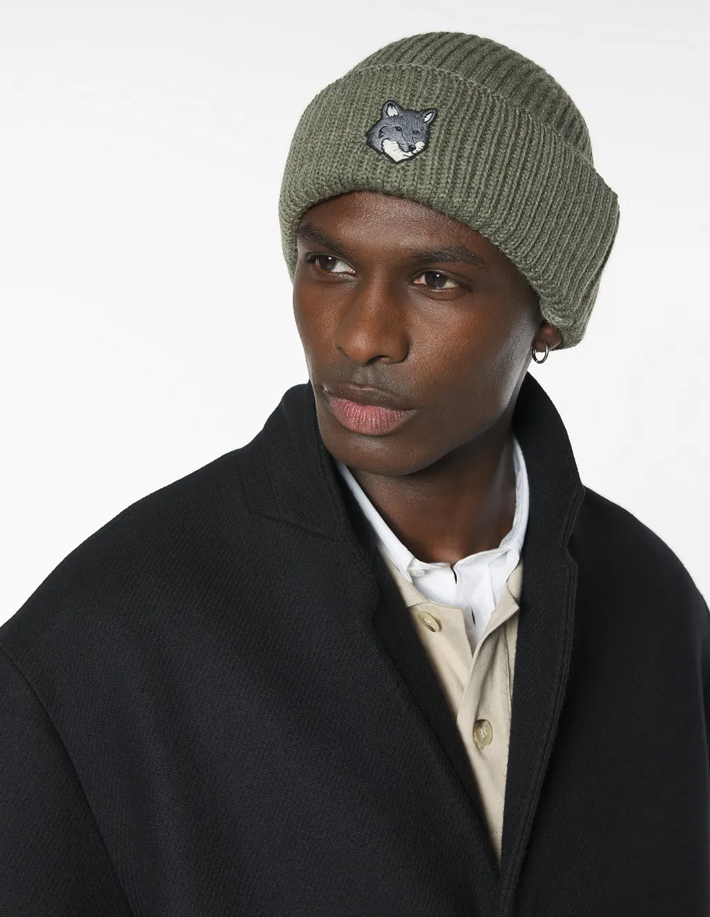 Maison Kitsun Fox Head Large Beanie