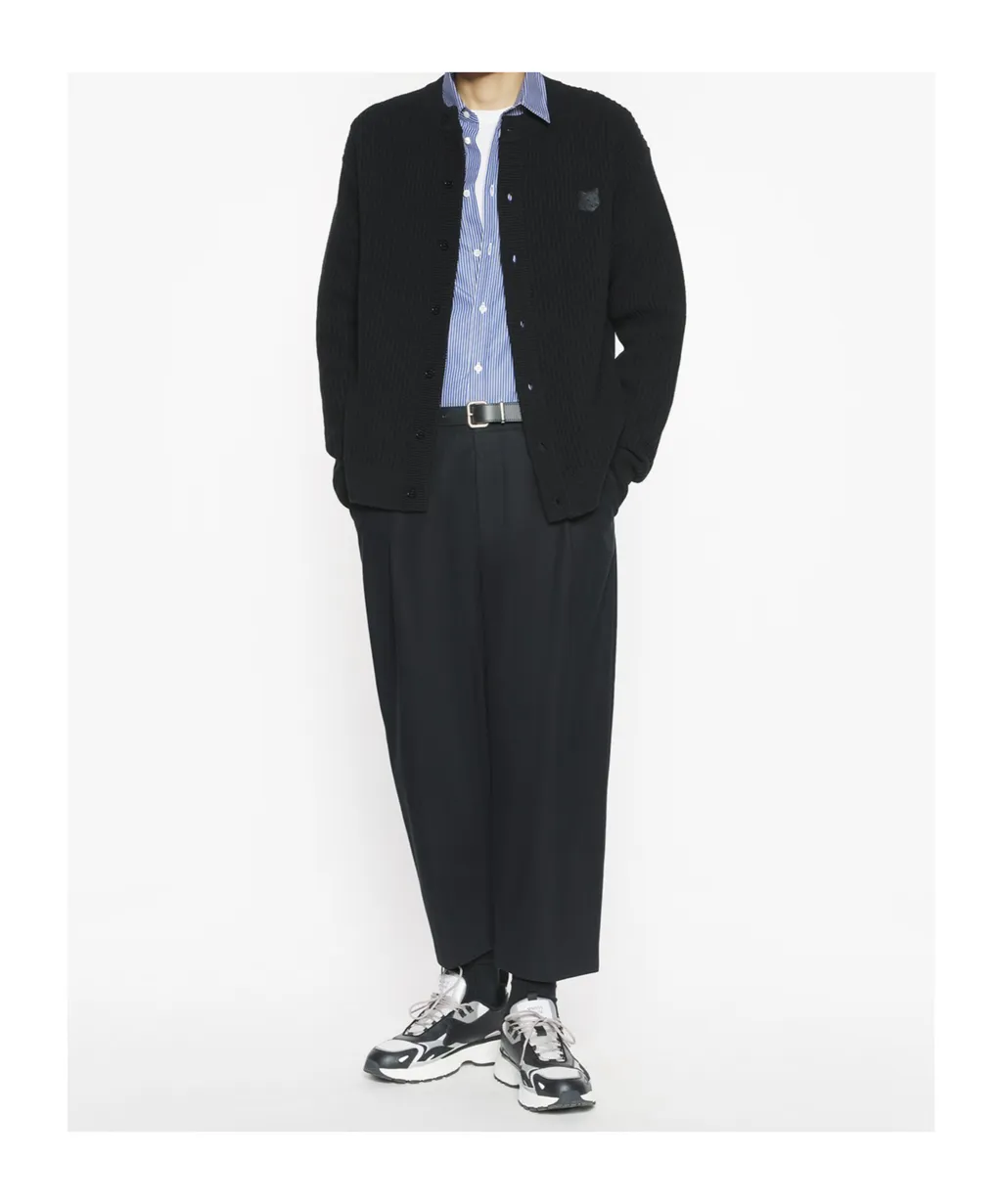 Maison Kitsuné Fox Head Ribbed Cardigan