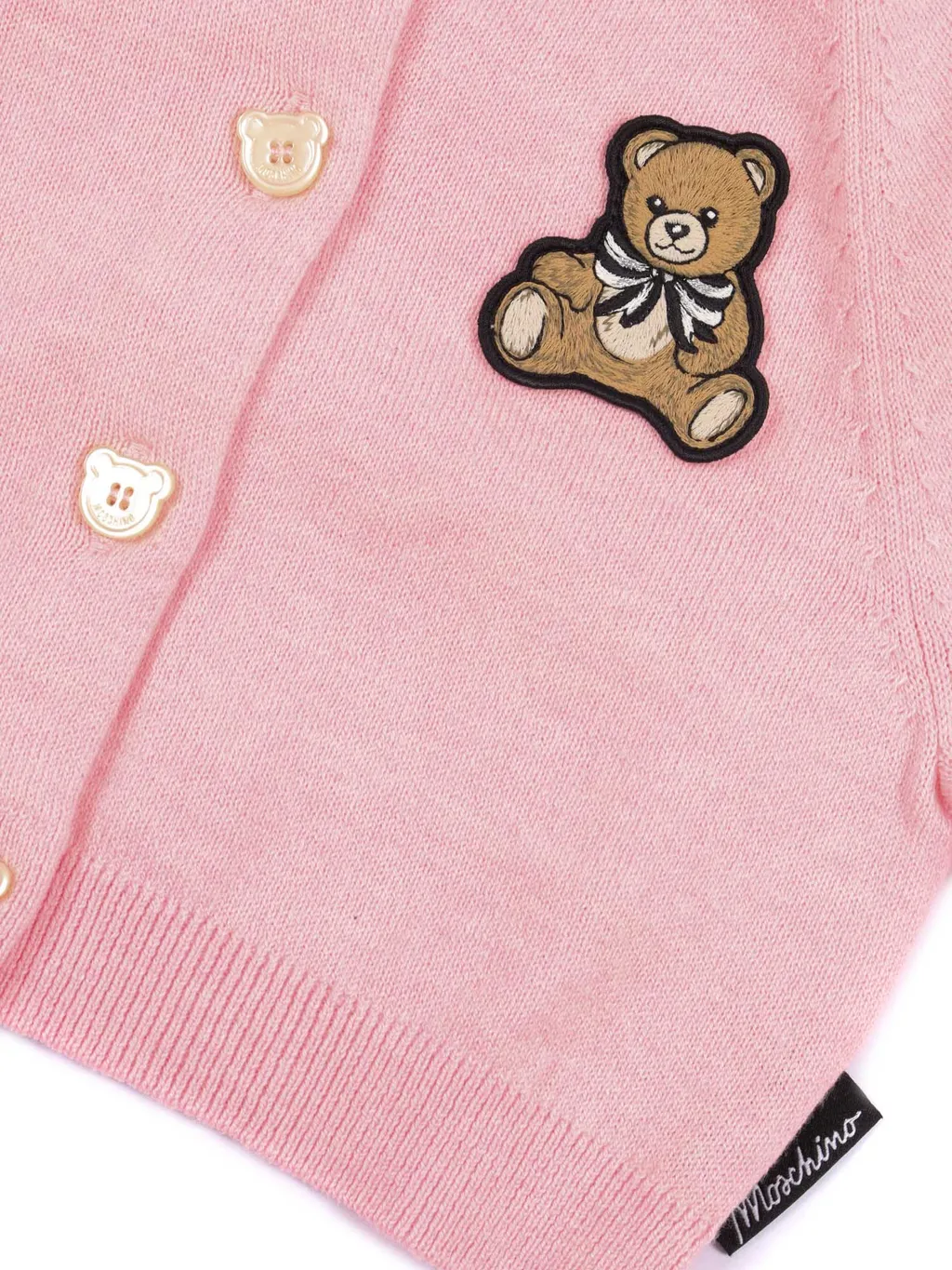 Moschino Kids Teddy Bear Patch Crewneck Cardigan