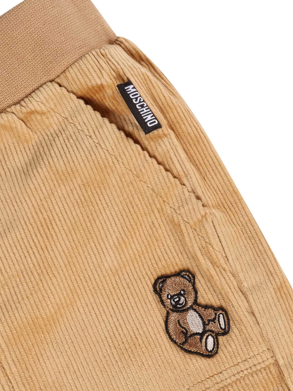 Moschino Kids Teddy-Embroidered Tapered-Leg Corduroy Trousers