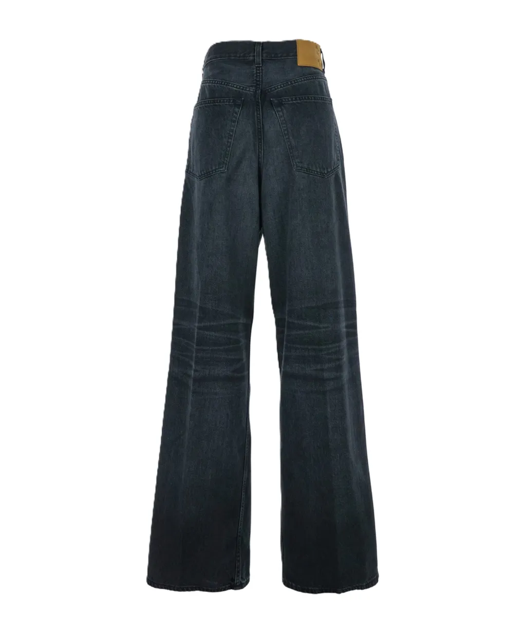 Ruffle Detail Denim Trousers