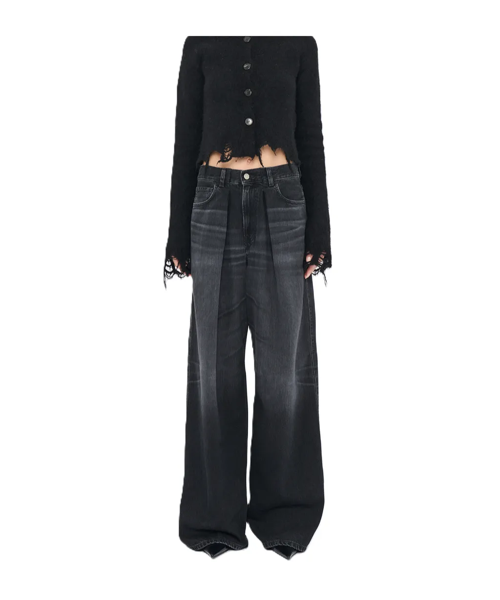 Ruffle Detail Denim Trousers