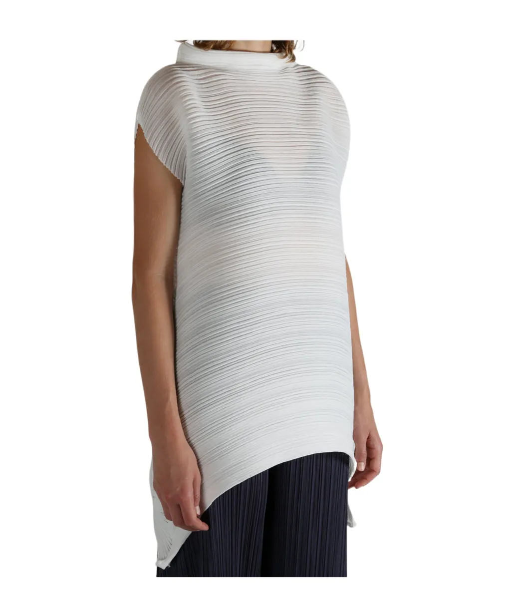 Asymmetrical-Hem Pleated Top