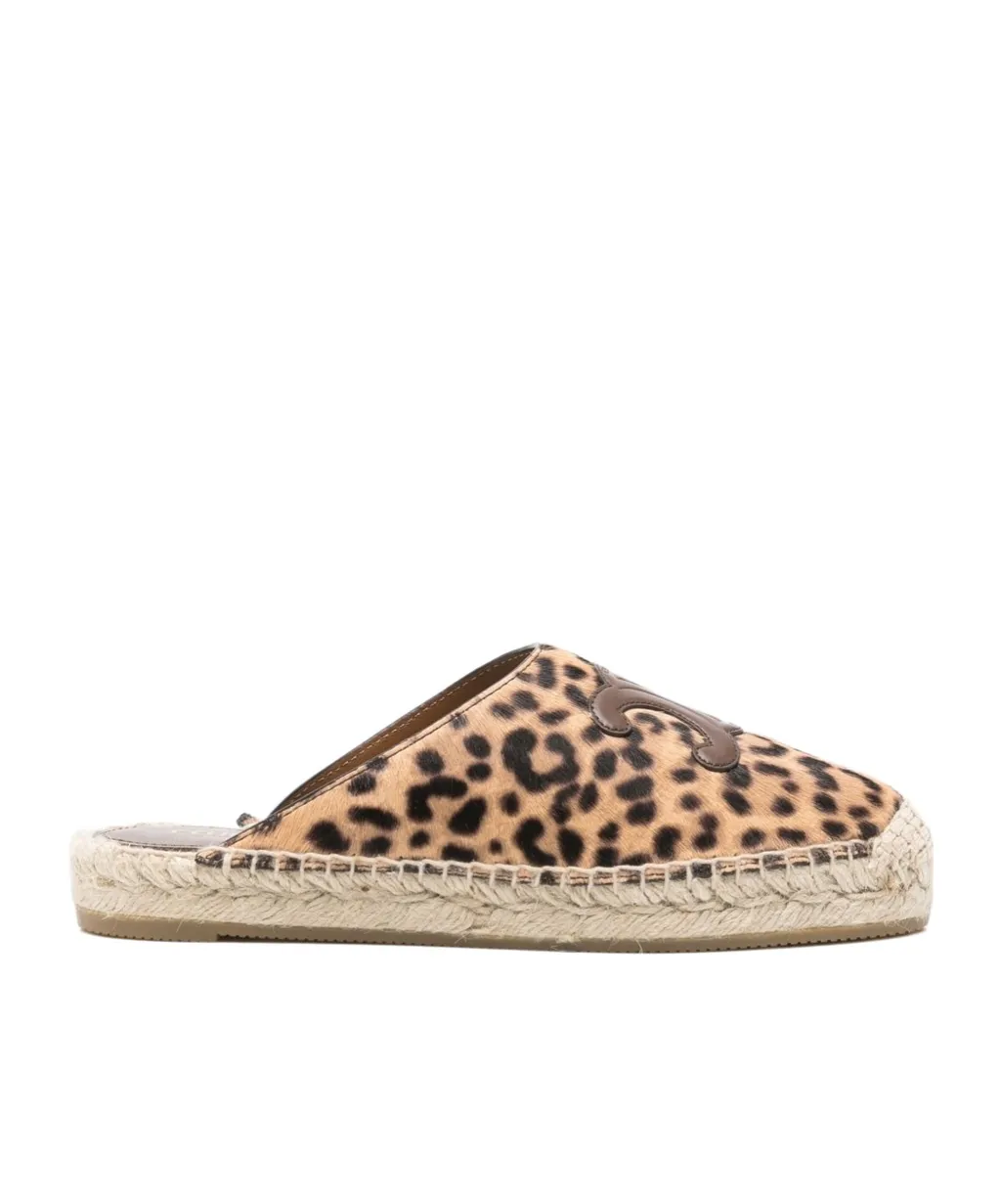 Les Espadrilles Celine Mule In Leopard Printed Hairy Calfskin