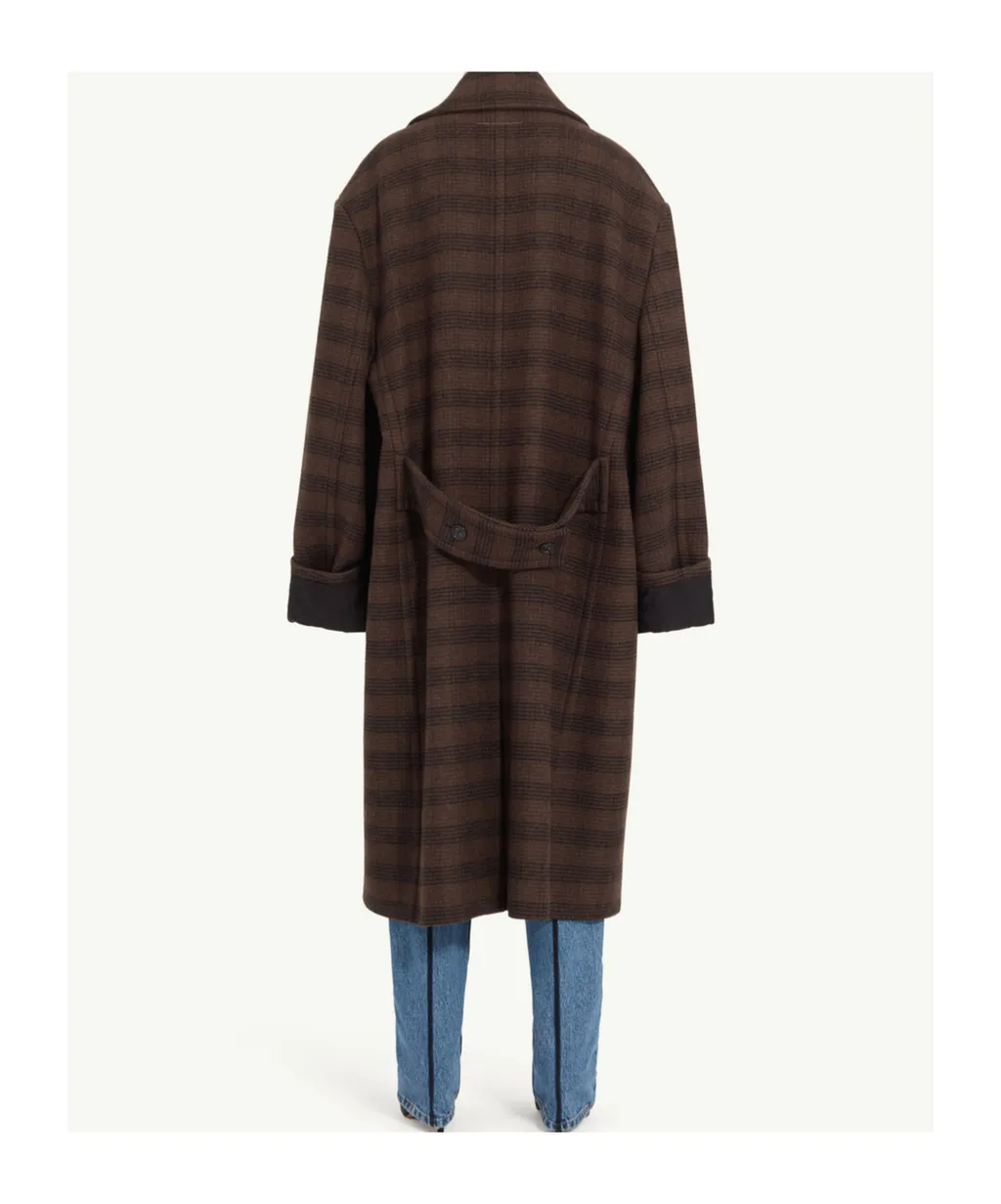 Mm6 Maison Margiela Double-Breasted Checked Long Coat
