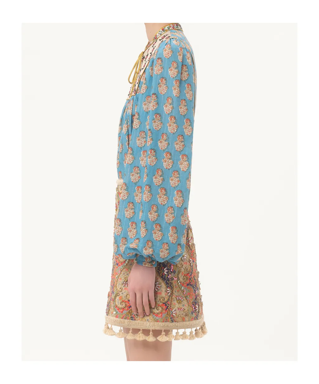 Cotton And Lurex Top With Petales D'amour Embroidered Print