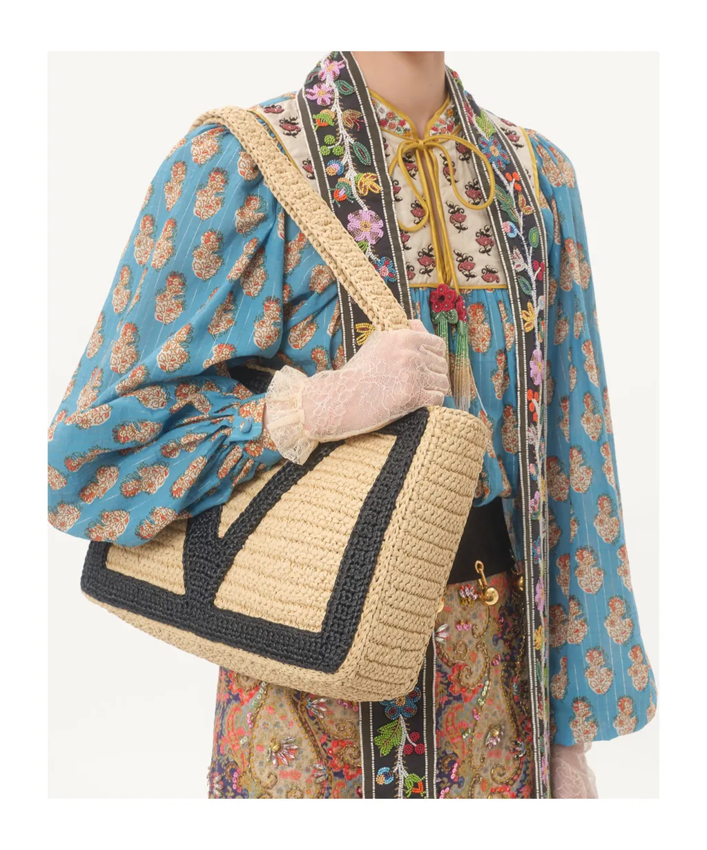 Cotton And Lurex Top With Petales D'amour Embroidered Print