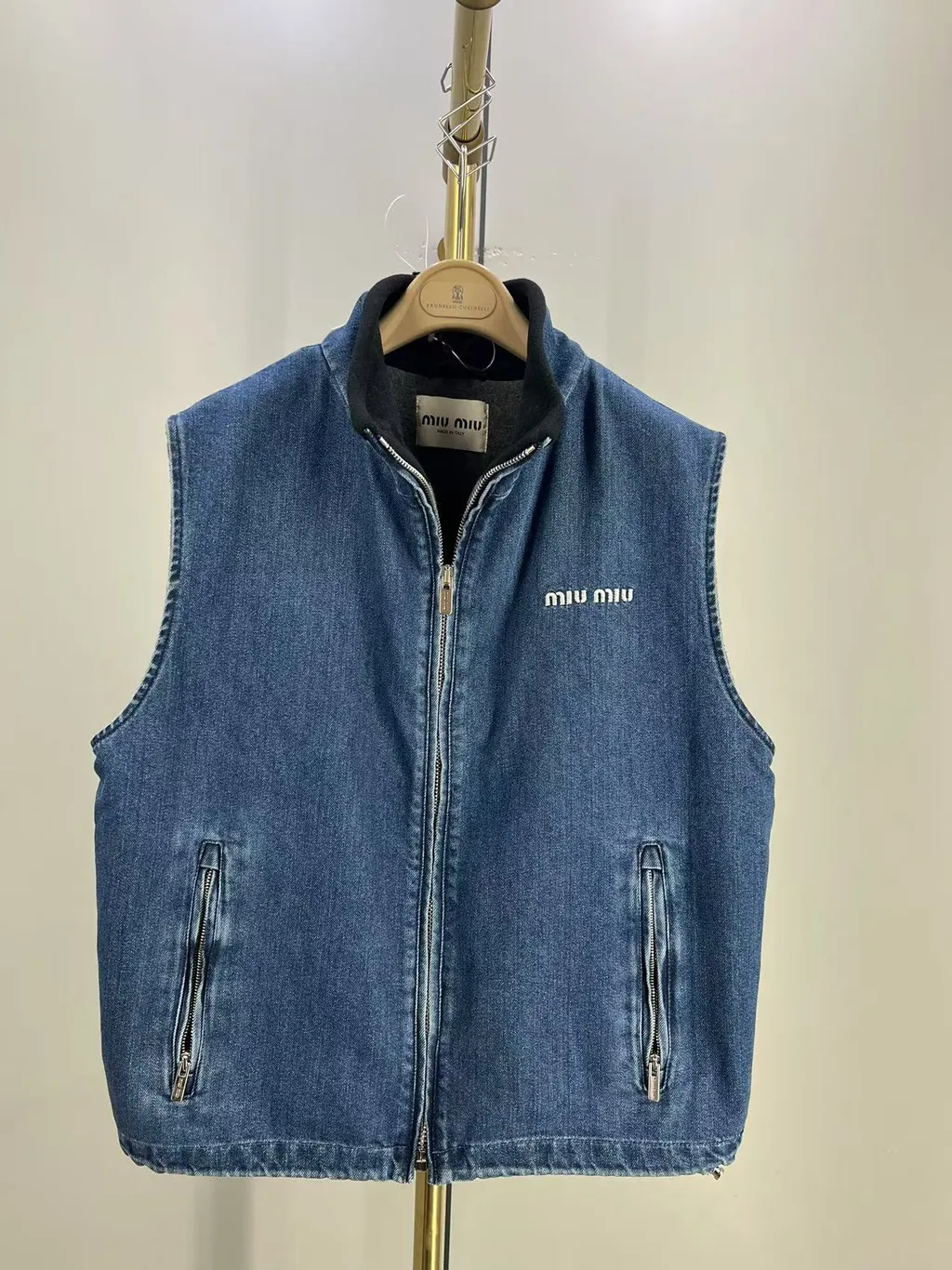 Cashmere Denim Blouson Vest
