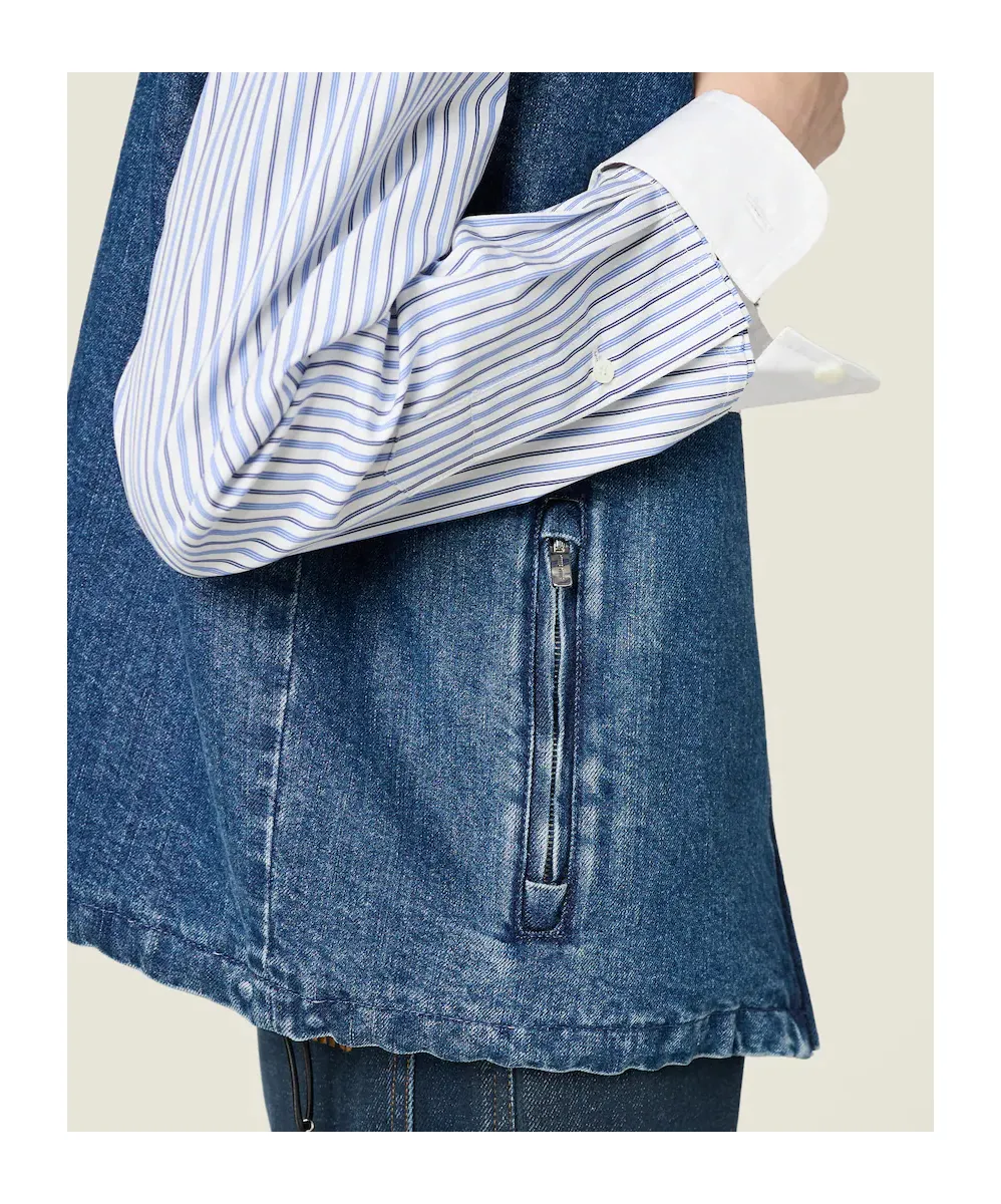 Cashmere Denim Blouson Vest