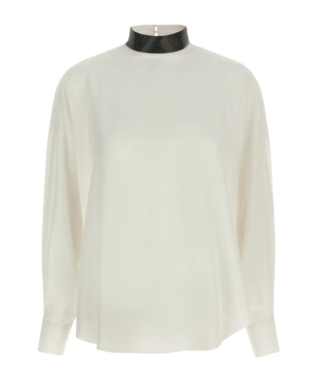 High-Neck Embellished Blouse