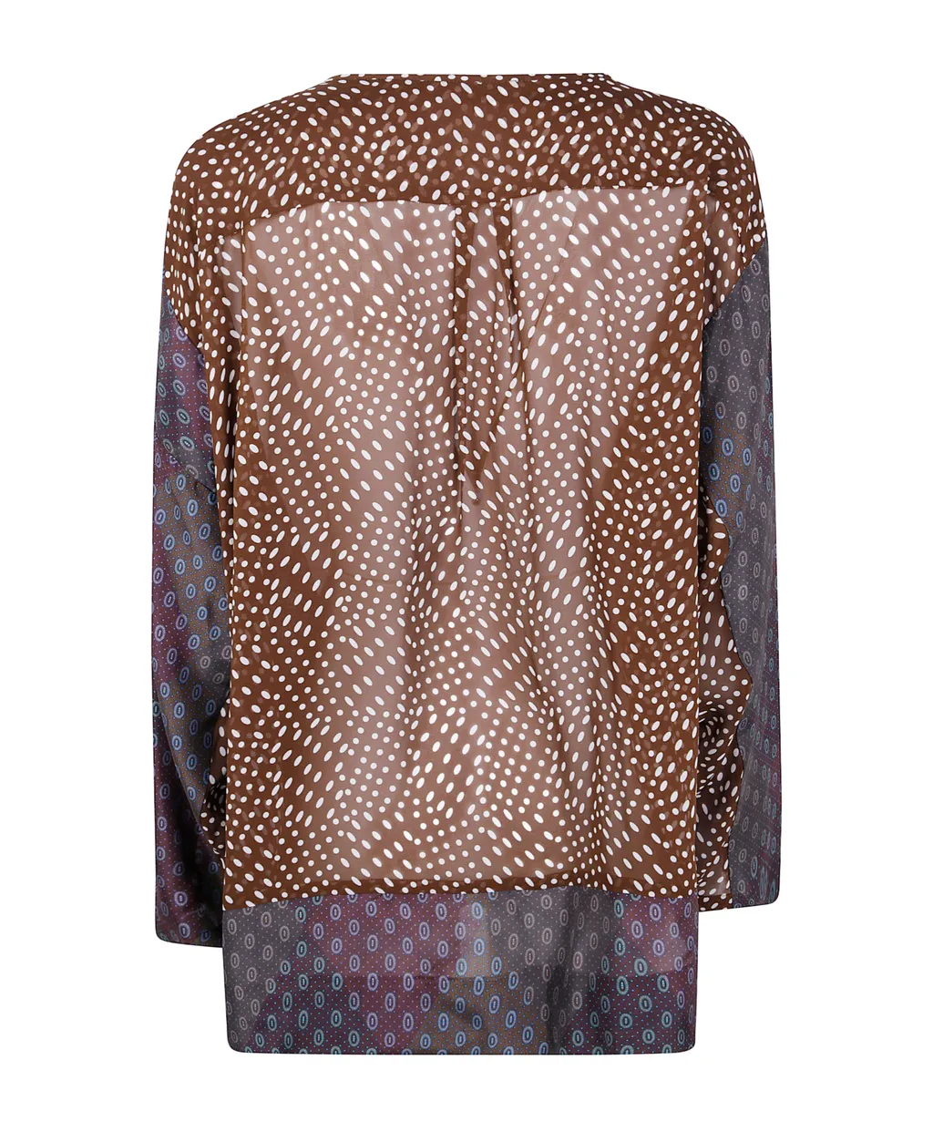 Contrast-Print Silk Top