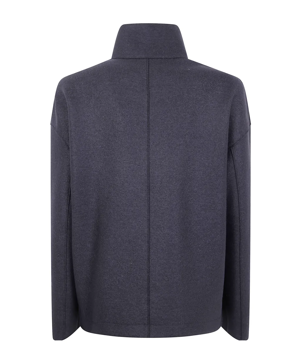 Double-Breasted High-Neck Coat