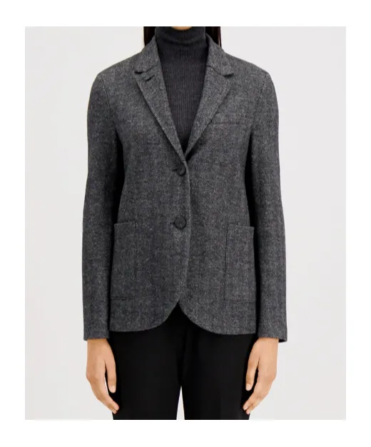 Herringbone-Pattern Wool Jacket