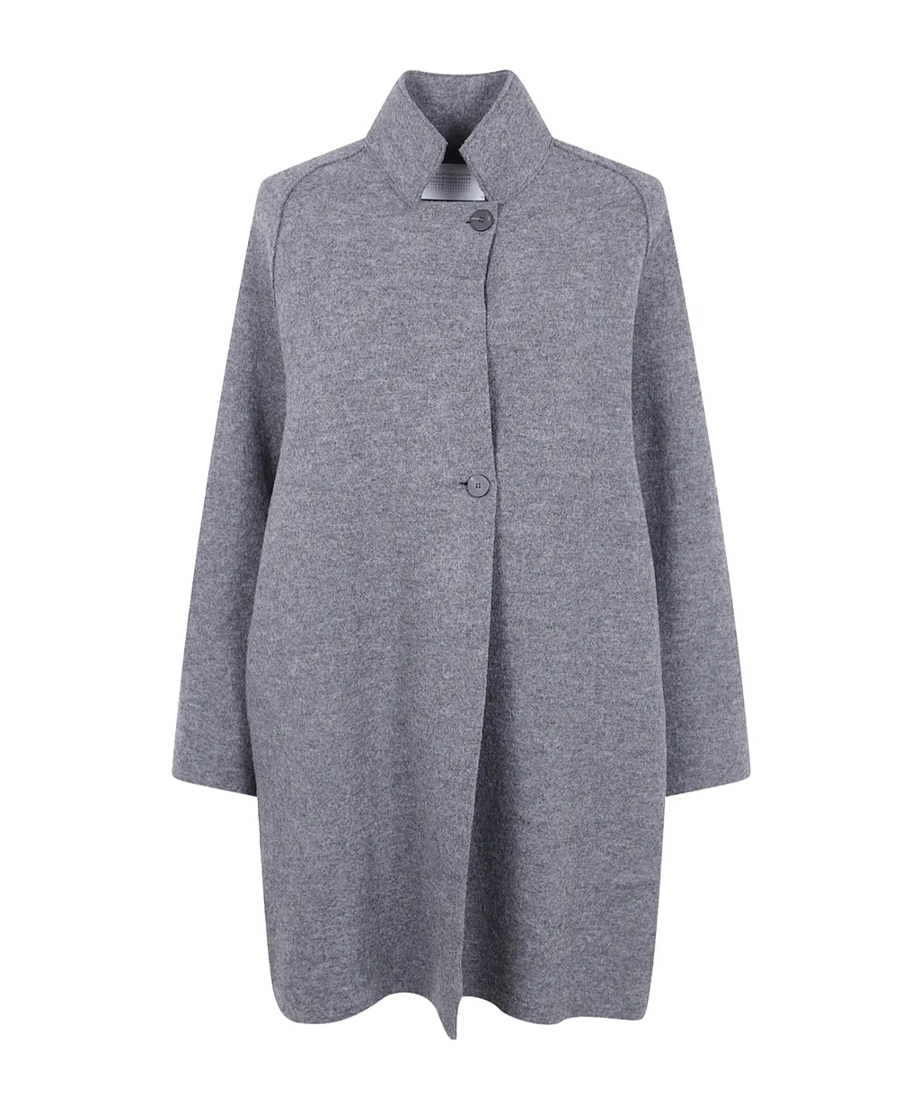 Raglan-Sleeve Wool Coat
