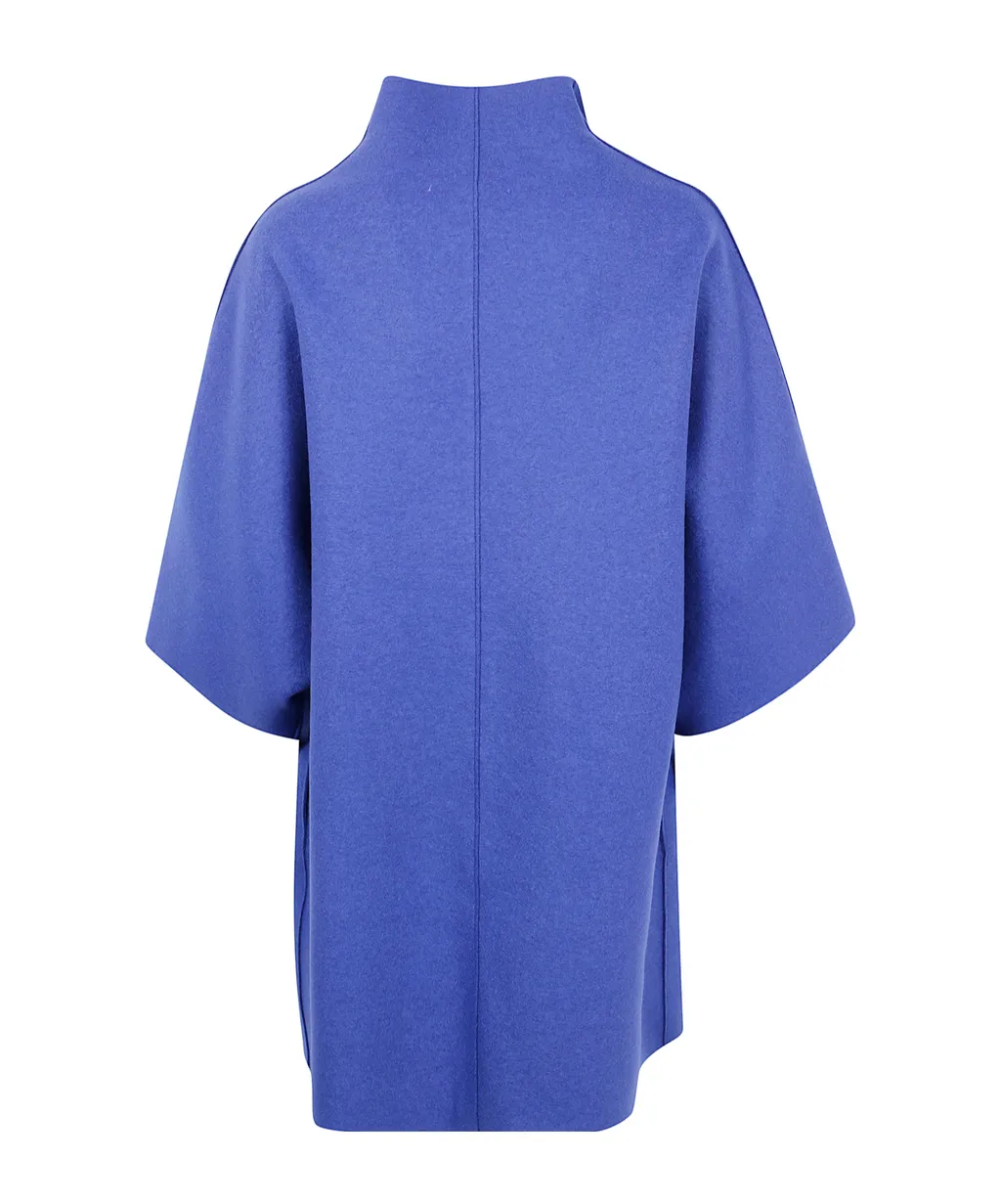 Mantle Folded-Collar Short-Sleeve Coat