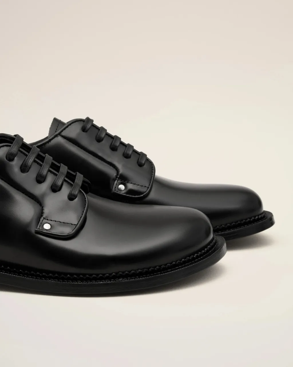 Black Leather Anatomical Toe Derbies