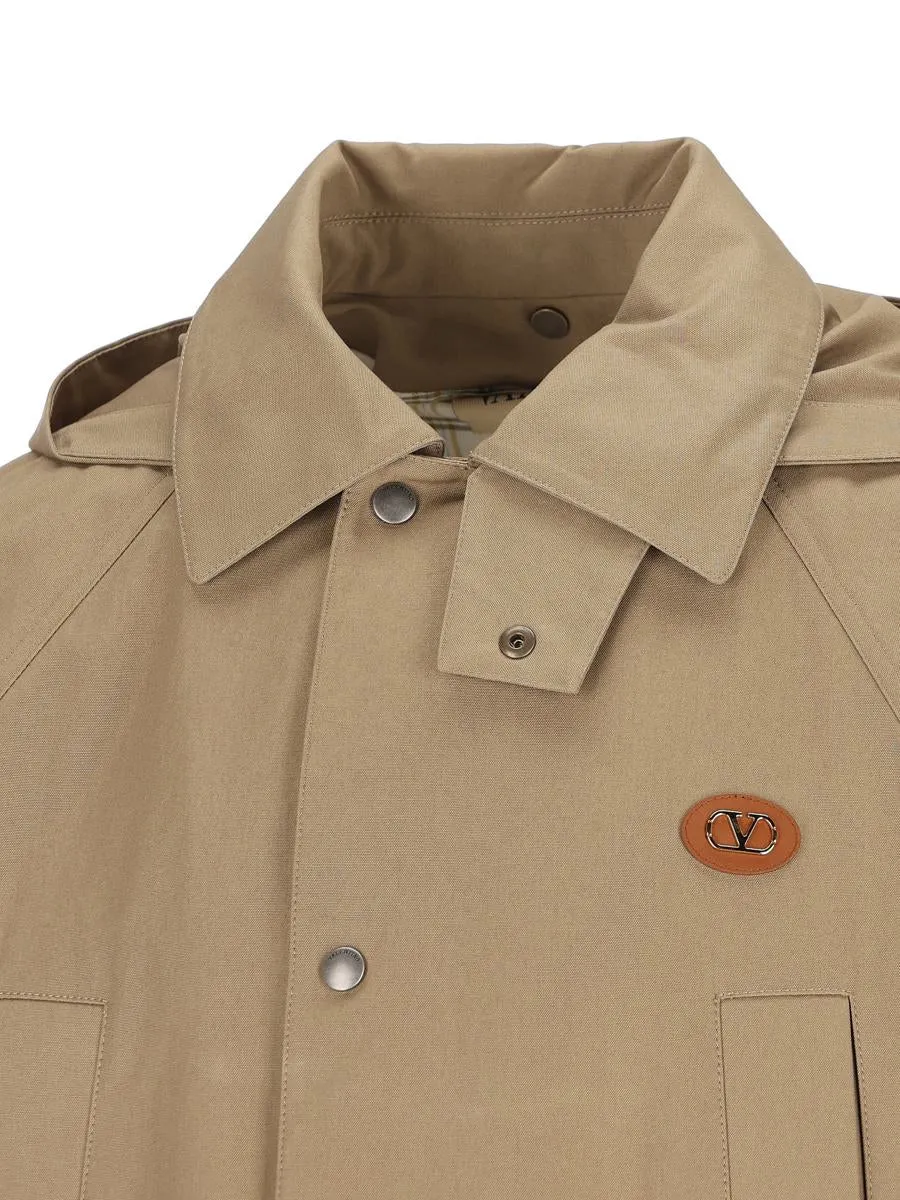 Hooded Logo-Plaque Coat