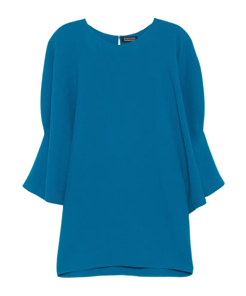 Bell-Sleeve Wool Mini Dress
