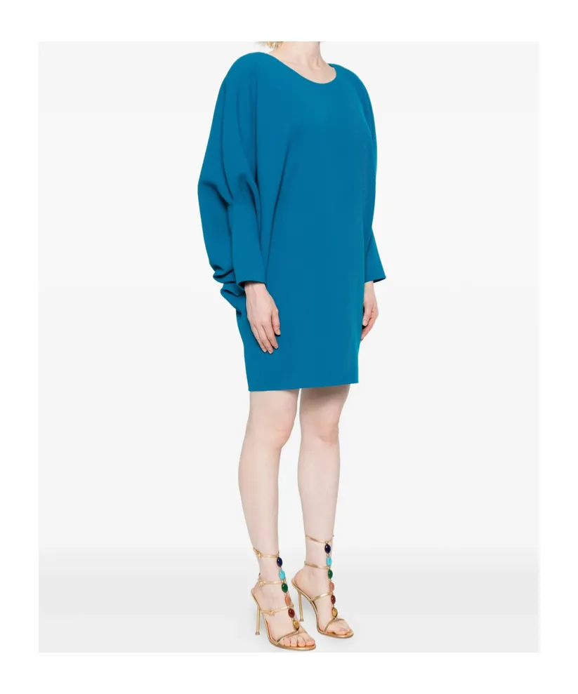 Bell-Sleeve Wool Mini Dress