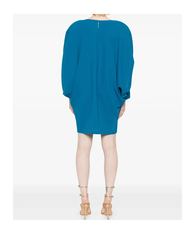 Bell-Sleeve Wool Mini Dress