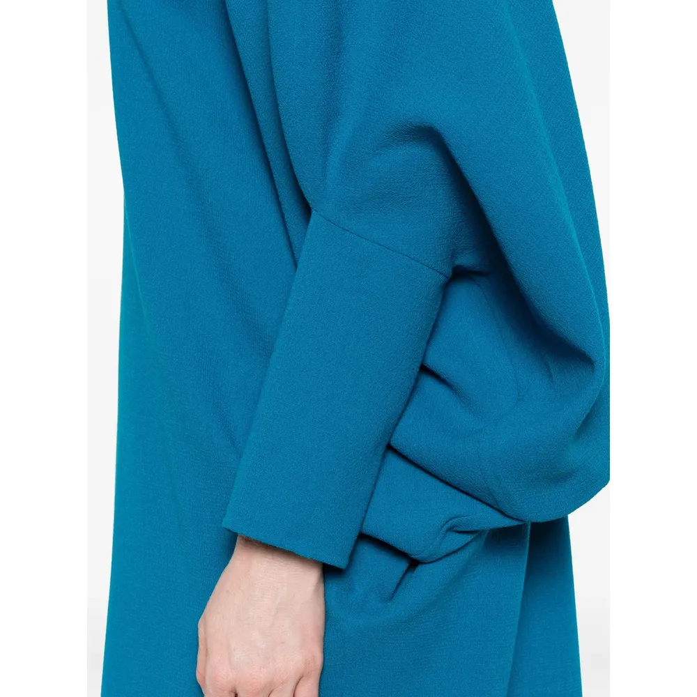 Bell-Sleeve Wool Mini Dress