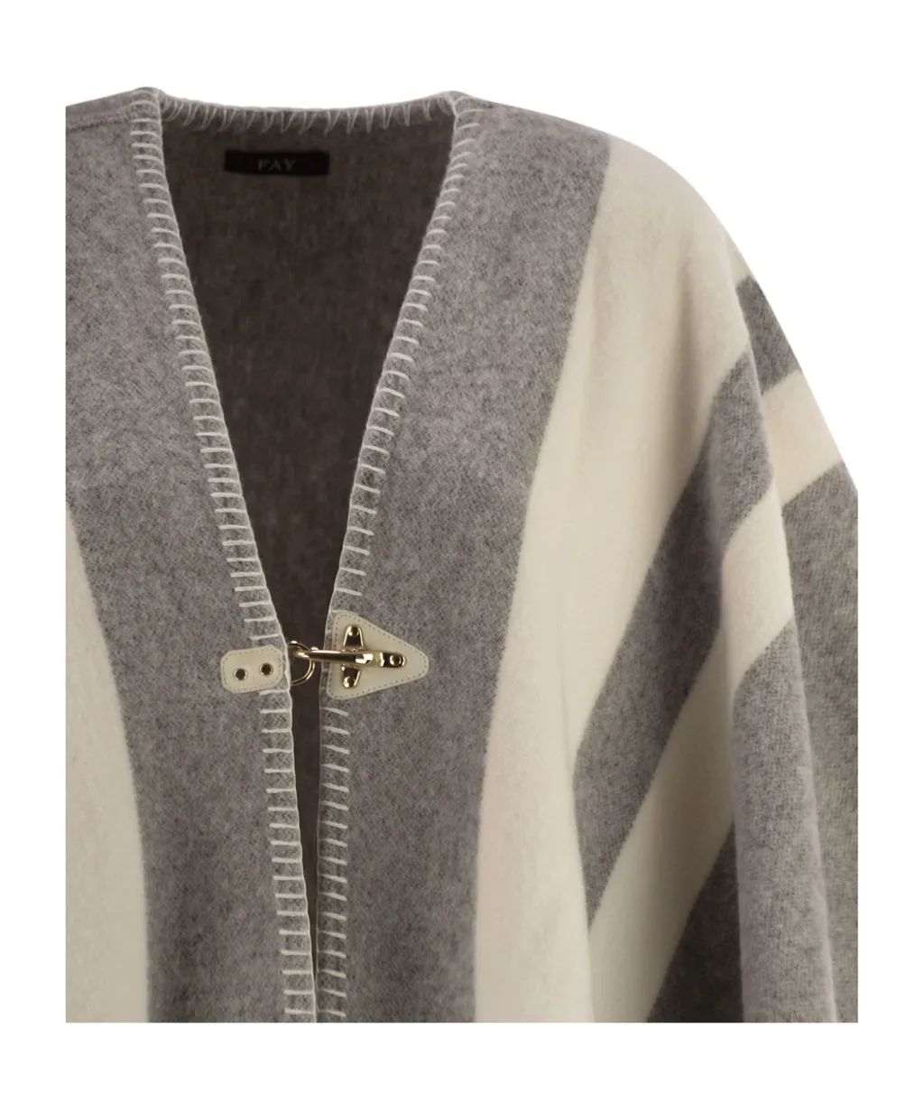 Fay Hook-Closure Fringed Poncho
