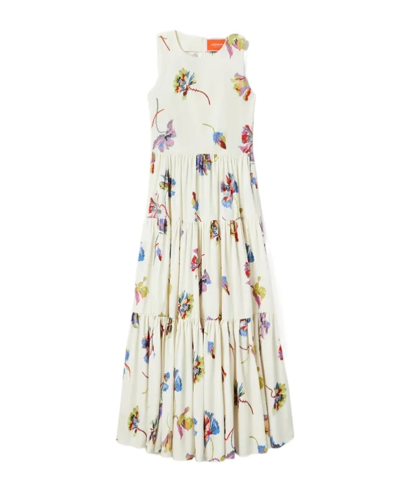 Big Sleeveless Tiered Floral Dress