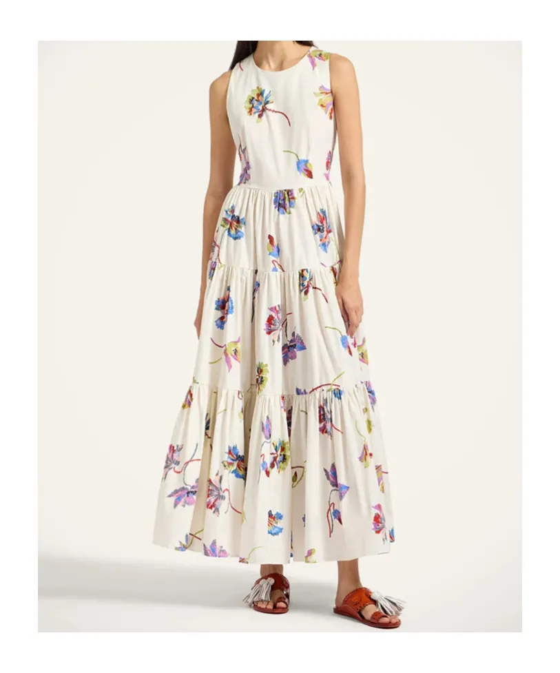 Big Sleeveless Tiered Floral Dress