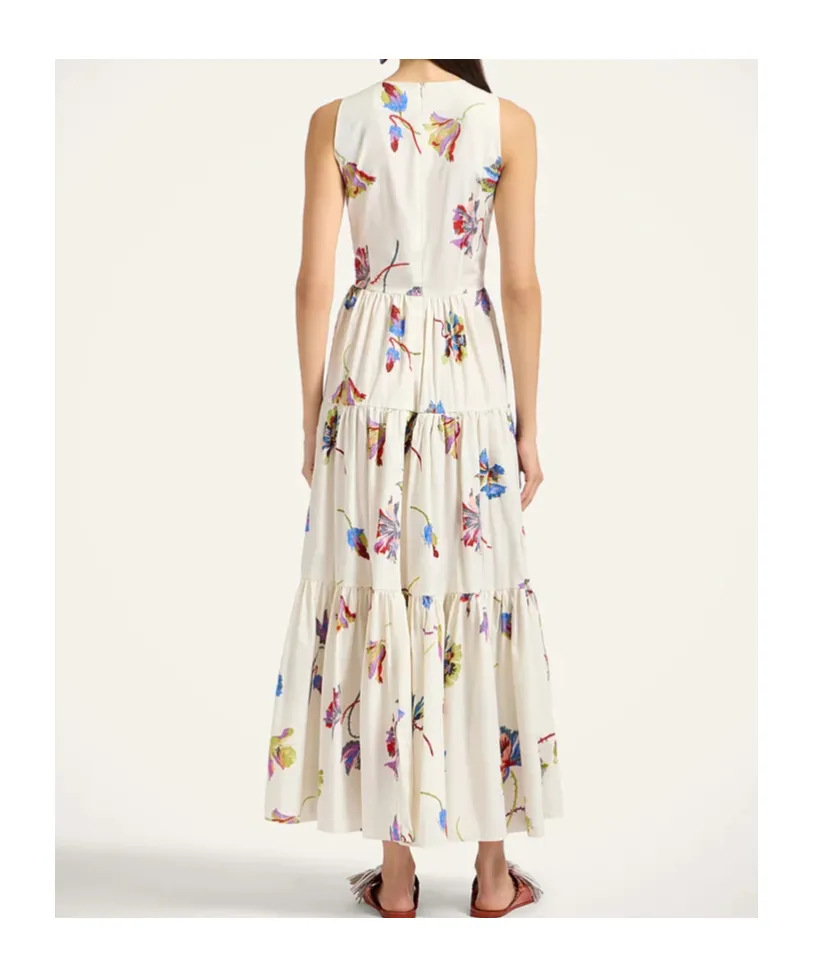Big Sleeveless Tiered Floral Dress